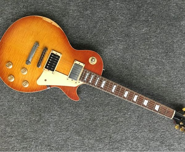 relic lp electric guitar mahogany body maple neck aged hardware tea burst nitro lacquer finish can be customized
relic lp electric guitar mahogany body maple neck aged hardware tea burst nitro lacquer finish can be customized