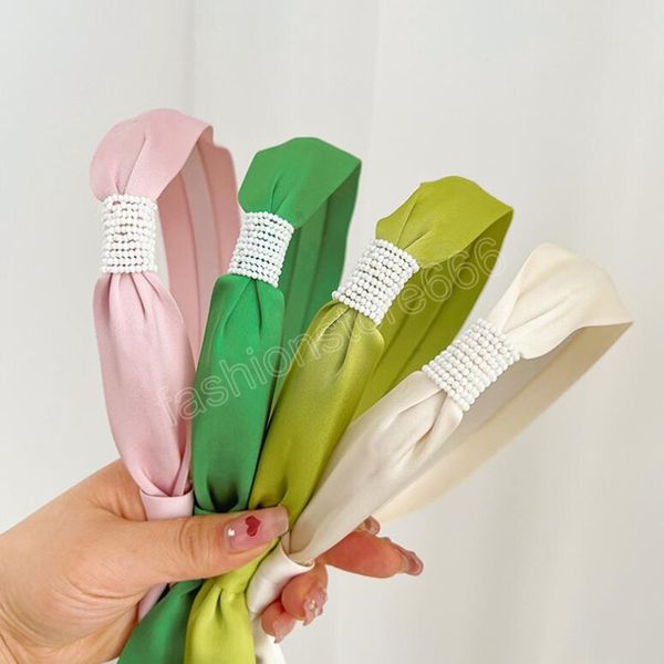 fashion women headband fresh spring color hairband side pearls knot turban solid color headwear hair accessories, Silver
fashion women headband fresh spring color hairband side pearls knot turban solid color headwear hair accessories, Silver