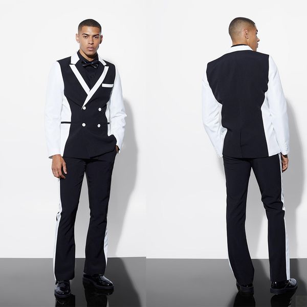 fashion black and white men tuxedo double breasted wedding groom tuxedo slim fit formal banquet blazer 2 piece set, Black;gray
fashion black and white men tuxedo double breasted wedding groom tuxedo slim fit formal banquet blazer 2 piece set, Black;gray