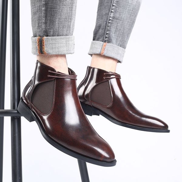 boots british pointed boots for men spring business formal ankle boots oxford patent leather pu chelsea boots men f54 230327, Black
boots british pointed boots for men spring business formal ankle boots oxford patent leather pu chelsea boots men f54 230327, Black
