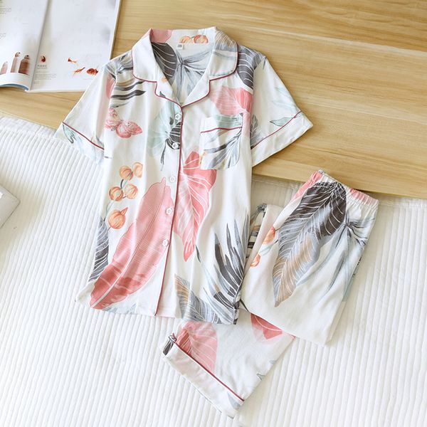 women's sleepwear spring and summer ladies pajamas two-piece knitted pure cotton home wear thin short-sleeved trousers cardigan set wom, Black;red
women's sleepwear spring and summer ladies pajamas two-piece knitted pure cotton home wear thin short-sleeved trousers cardigan set wom, Black;red