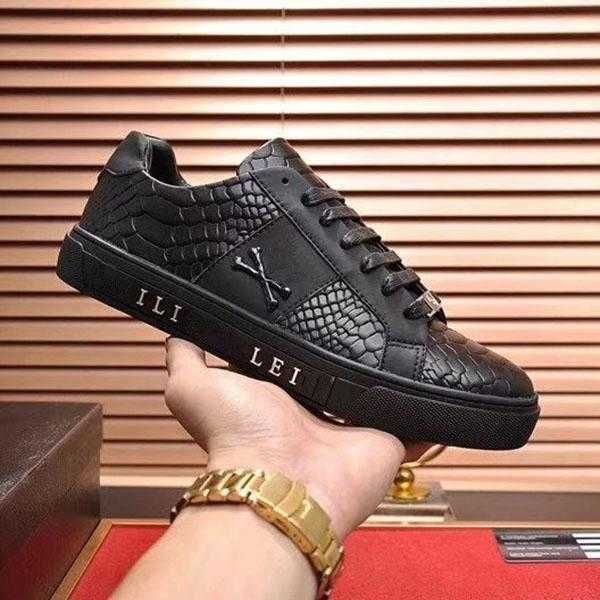 fashion men shoes men leather lace up platform oversized sole sneakers white casual shoes printed philipps pleins us7-11, Black
fashion men shoes men leather lace up platform oversized sole sneakers white casual shoes printed philipps pleins us7-11, Black