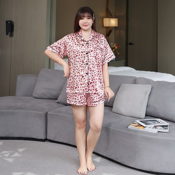 women's sleepwear 5xl plus size 150kg leopard stain pajama sets women summer short sleeve and shorts set soft silk 2 piece pijamas ladi, Black;red
women's sleepwear 5xl plus size 150kg leopard stain pajama sets women summer short sleeve and shorts set soft silk 2 piece pijamas ladi, Black;red