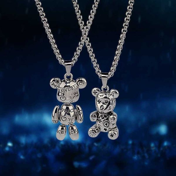 pendant necklaces rotatable bear doll pendant stainless steel necklace men and women hip-hop personality simple cartoon sweater chain wholes, Silver
pendant necklaces rotatable bear doll pendant stainless steel necklace men and women hip-hop personality simple cartoon sweater chain wholes, Silver