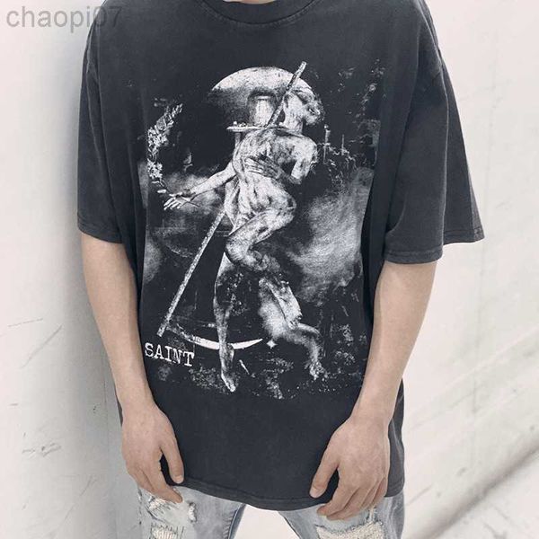 designer fashion t shirt saint michael dance of death vintage wash old fog short sleeve american high street tee, White;black
designer fashion t shirt saint michael dance of death vintage wash old fog short sleeve american high street tee, White;black