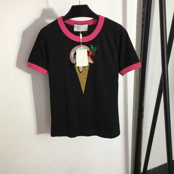 23ss designer clothes women tee womens t-shirt round neck pure cotton ice ice cake sequin drill print short sleeve t-shirt women clothes a1, White
23ss designer clothes women tee womens t-shirt round neck pure cotton ice ice cake sequin drill print short sleeve t-shirt women clothes a1, White