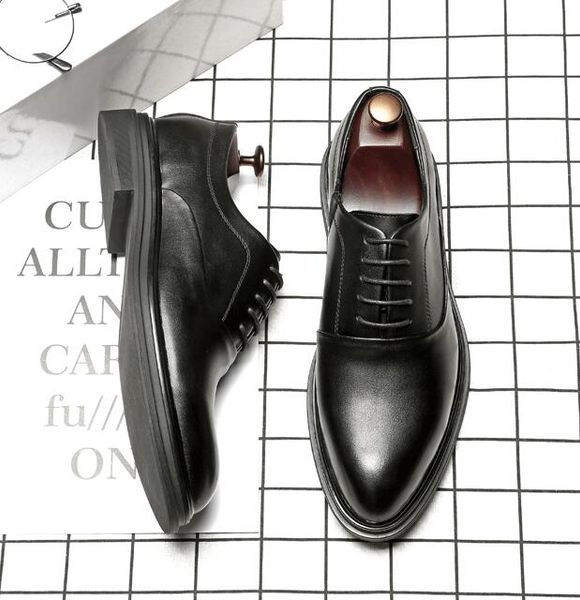business formal leather shoes men autumn men shoes low-solid wedding shoes color fashion oxford pointed office shoes, Black
business formal leather shoes men autumn men shoes low-solid wedding shoes color fashion oxford pointed office shoes, Black