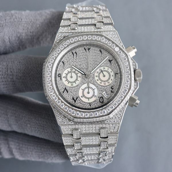 full diamond watch mens watch chronograph quartz movement watches 40mm business waterprof designer watches montre de luxe gift for men slive, Slivery;brown
full diamond watch mens watch chronograph quartz movement watches 40mm business waterprof designer watches montre de luxe gift for men slive, Slivery;brown