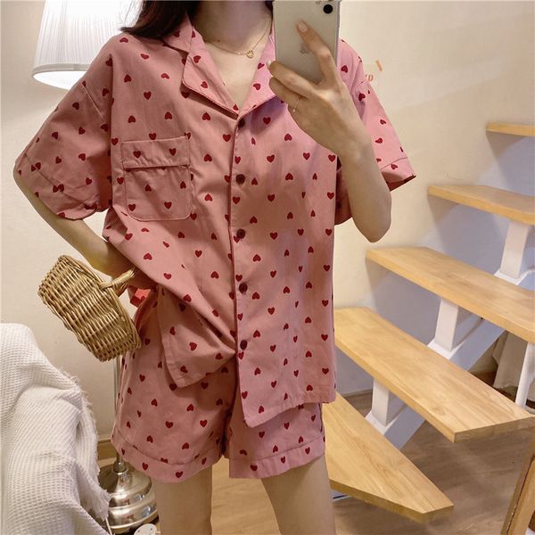 women's sleepwear soft girls pajamas set korean summer short sleeve loose leisure sleepwear pink love women nightwear shirt homewear su, Black;red
women's sleepwear soft girls pajamas set korean summer short sleeve loose leisure sleepwear pink love women nightwear shirt homewear su, Black;red