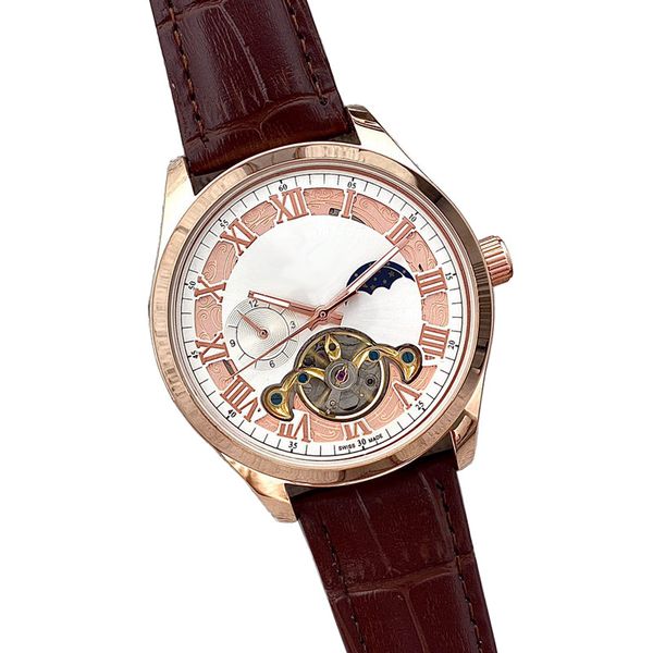 mechanical moonphase luxury watch for men with leather strap - perfect father's day gift, Slivery;brown
mechanical moonphase luxury watch for men with leather strap - perfect father's day gift, Slivery;brown