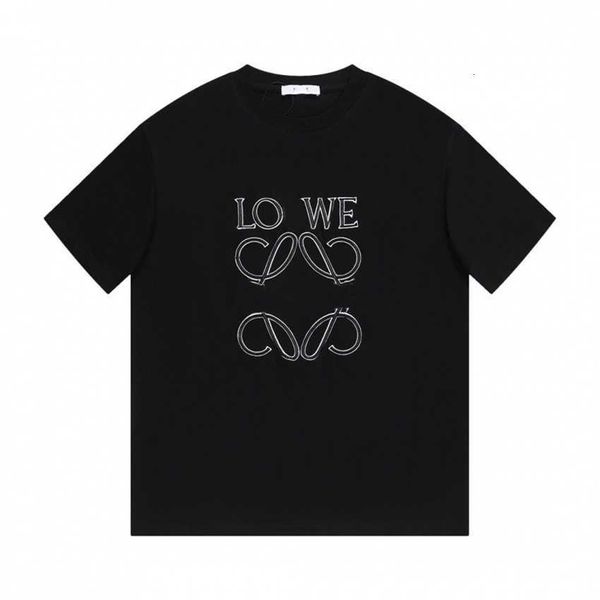 high version 2023 summer new luxury fashion luojia embroidery men's and women's os loose short sleeve t-shirt underlay, White;black 
high version 2023 summer new luxury fashion luojia embroidery men's and women's os loose short sleeve t-shirt underlay, White;black