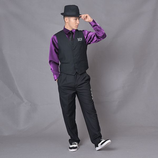 america europe trend stage wear retro bright face materials hip hop suit mechanical dance vest shirt and pants set electric shock clothing, Black;red
america europe trend stage wear retro bright face materials hip hop suit mechanical dance vest shirt and pants set electric shock clothing, Black;red