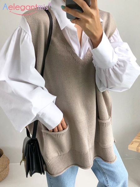 women's vests aelegantmis oversized loose knitted vest sweater autumn women v neck sleeveless sweaters ladies knit jumper chic waistcoa, Black;white
women's vests aelegantmis oversized loose knitted vest sweater autumn women v neck sleeveless sweaters ladies knit jumper chic waistcoa, Black;white