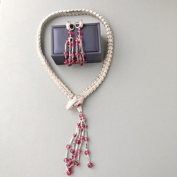 designer collection style dinner party choker neckhole necklace earrings settings full diamond red beads tassel pendant snake serpent snakel, Silver
designer collection style dinner party choker neckhole necklace earrings settings full diamond red beads tassel pendant snake serpent snakel, Silver