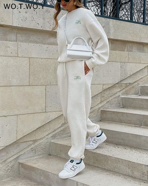 women s two piece pants wotwoy winter fleece tracksuit 2 set solid thick o neck print sweatshirt and drawstring trouser female loose suits 2, White
women s two piece pants wotwoy winter fleece tracksuit 2 set solid thick o neck print sweatshirt and drawstring trouser female loose suits 2, White