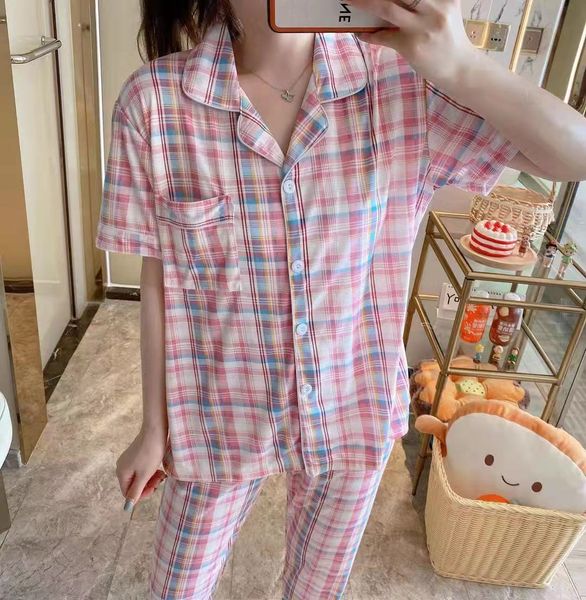 women's sleepwear sweet girl plaid pajamas female cardigan summer cartoon short sleeve long pants homesuit fashion pijamas home clothes, Black;red
women's sleepwear sweet girl plaid pajamas female cardigan summer cartoon short sleeve long pants homesuit fashion pijamas home clothes, Black;red