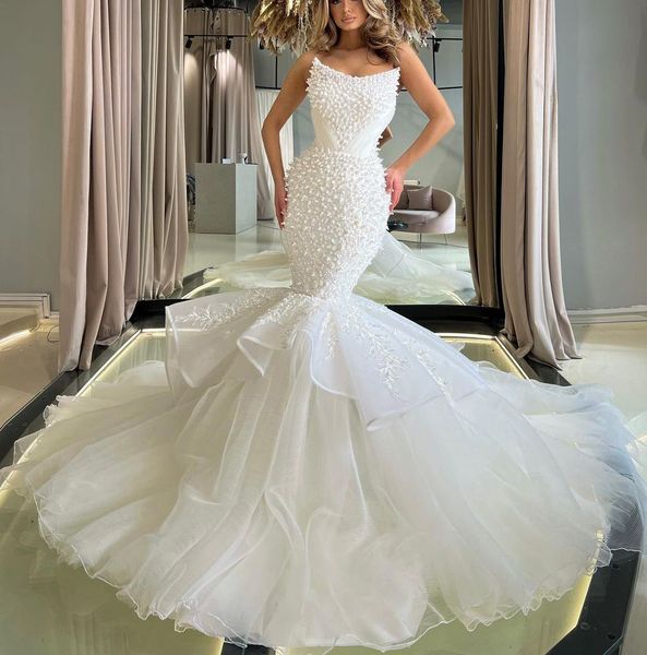 elegant mermaid wedding dresses sleeveless v neck pearls appliques sequins beaded ruffles trumpet train lace floor length bridal gowns custo, White
elegant mermaid wedding dresses sleeveless v neck pearls appliques sequins beaded ruffles trumpet train lace floor length bridal gowns custo, White