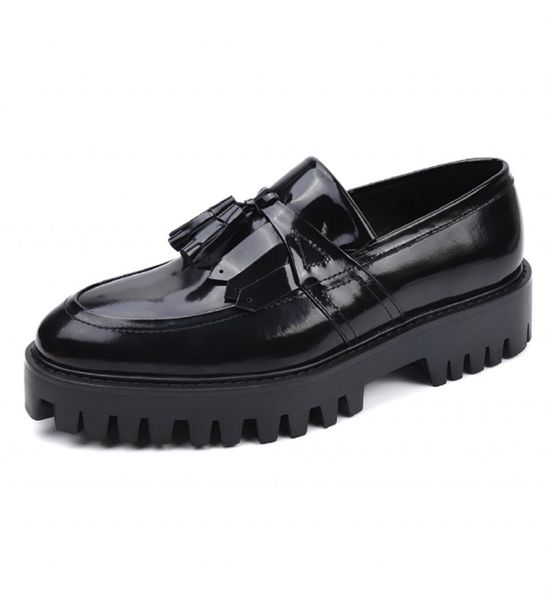 thick heel platform shoes tassel fringe genuine leather mens driving loafers gentlemen loafers size 37-42, Black
thick heel platform shoes tassel fringe genuine leather mens driving loafers gentlemen loafers size 37-42, Black