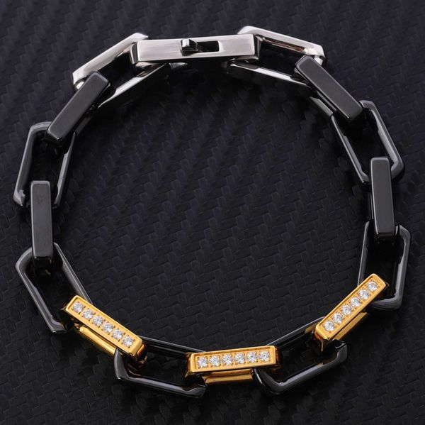 2023 designer new versatile design stainless steel splay buckle personalized ceramic donkey family bamboo chain square splicing bracelet, Black
2023 designer new versatile design stainless steel splay buckle personalized ceramic donkey family bamboo chain square splicing bracelet, Black