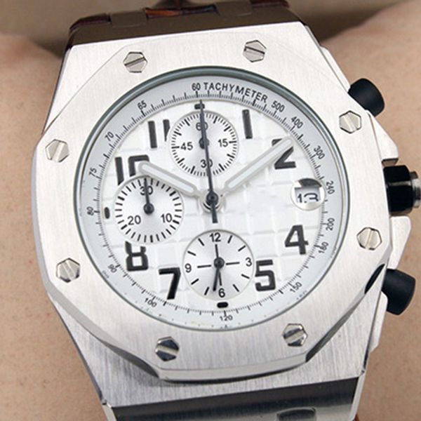 0 quartz chronograph outdoor fashionable and generous mens watch watches 42mm white dial with black leather strap, Slivery;brown
0 quartz chronograph outdoor fashionable and generous mens watch watches 42mm white dial with black leather strap, Slivery;brown
