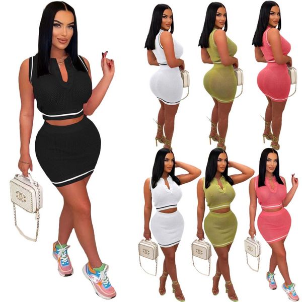 wholesale women knit crochet two pieces dress sets polo collar v neck crop tank mini skirts luxury outfits skirt 9597, White
wholesale women knit crochet two pieces dress sets polo collar v neck crop tank mini skirts luxury outfits skirt 9597, White