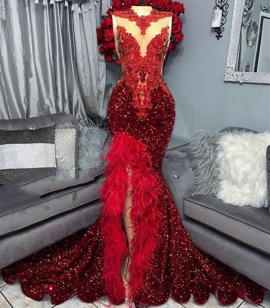 2023 arabic aso ebi red mermaid prom dresses beaded crystals feather evening formal party second reception birthday engagement gowns dress r, Black
2023 arabic aso ebi red mermaid prom dresses beaded crystals feather evening formal party second reception birthday engagement gowns dress r, Black