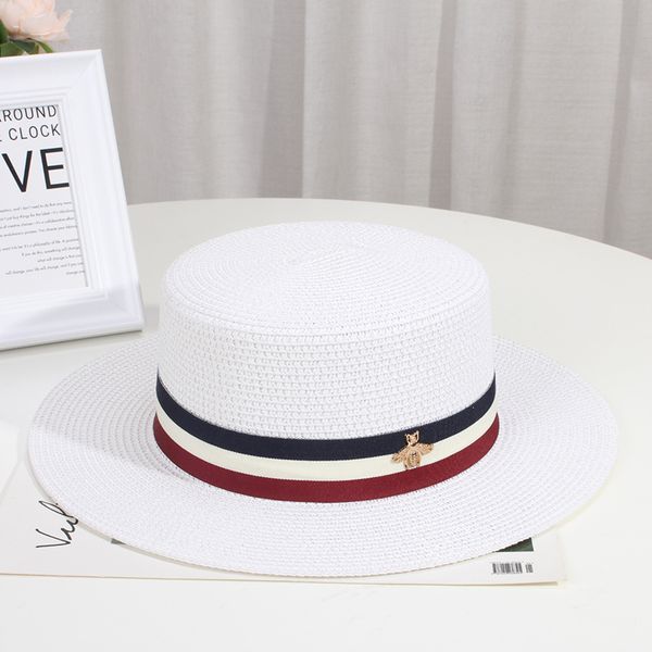 wide brim hats summer women boater beach hat female casual panama lady brand classic bee straw flat sun fedora, Blue;gray
wide brim hats summer women boater beach hat female casual panama lady brand classic bee straw flat sun fedora, Blue;gray