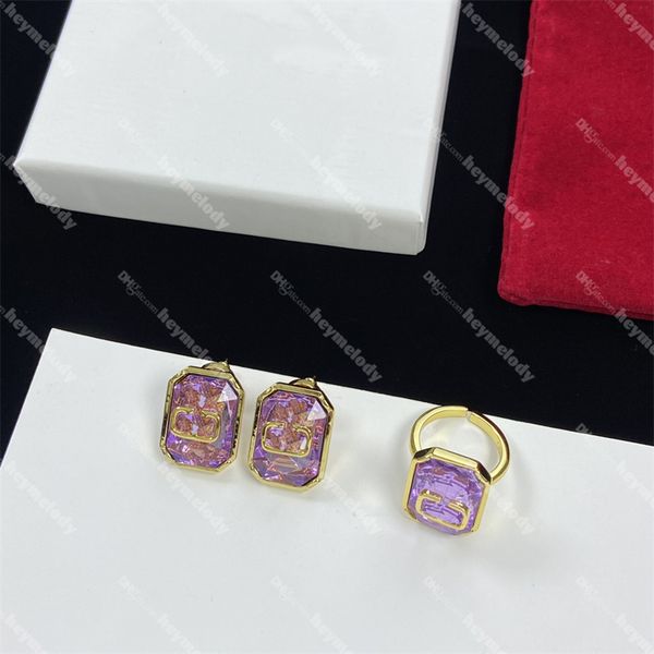 stylish gemstone charm earrings rings jewelry sets women letter gold diamond earrings with box, Black
stylish gemstone charm earrings rings jewelry sets women letter gold diamond earrings with box, Black