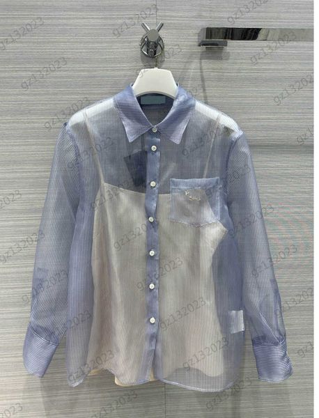 fashion blouses organza silk fabric striped print button lapel shirts match solid colored suspender lining perspective style blouses shirts, White
fashion blouses organza silk fabric striped print button lapel shirts match solid colored suspender lining perspective style blouses shirts, White