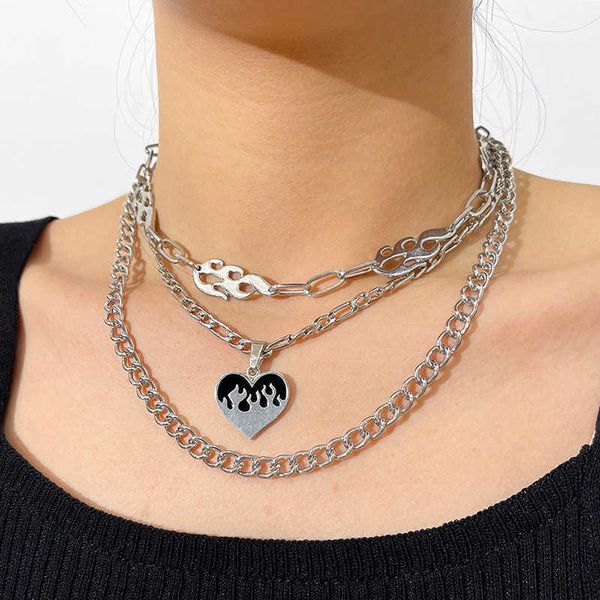 pendant necklaces punk silver plated multilayer chains flame pendant necklace fashion hip hop enamel heart short collar for women men gift j
pendant necklaces punk silver plated multilayer chains flame pendant necklace fashion hip hop enamel heart short collar for women men gift j