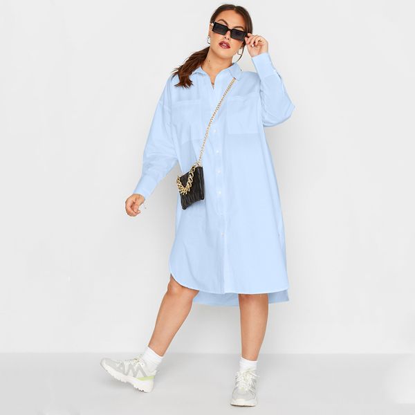 plus size dresses size long rolling sleeve spring autumn elegant shirt women button front blue hi low business casual midi 8xl 230328, Black
plus size dresses size long rolling sleeve spring autumn elegant shirt women button front blue hi low business casual midi 8xl 230328, Black