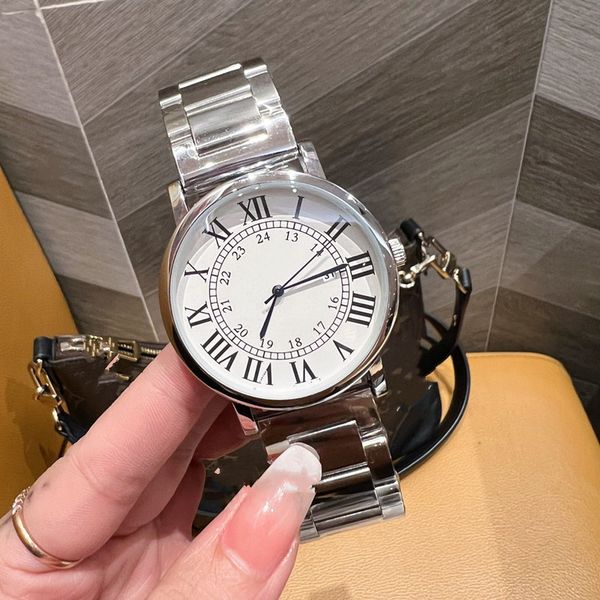 men's watch luxury 40mm quartz movement large three pin roman digital dial stainless steel case casual wristwatch, Slivery;brown
men's watch luxury 40mm quartz movement large three pin roman digital dial stainless steel case casual wristwatch, Slivery;brown