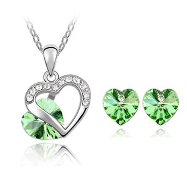 heart-shaped pendant necklace ear studs suit inlaid zircon rhinestone twinkle decorate adjeustable length non fading american style jewelry, Silver
heart-shaped pendant necklace ear studs suit inlaid zircon rhinestone twinkle decorate adjeustable length non fading american style jewelry, Silver