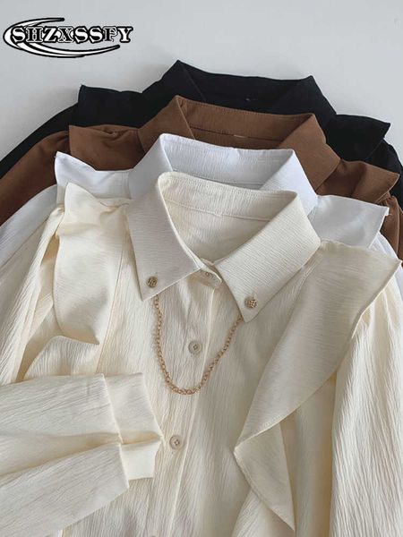 women's blouses shirts blusas mujer de moda 2022 verano elegantes solid loose fashion women and blouses the new korean casual shirts f, White
women's blouses shirts blusas mujer de moda 2022 verano elegantes solid loose fashion women and blouses the new korean casual shirts f, White