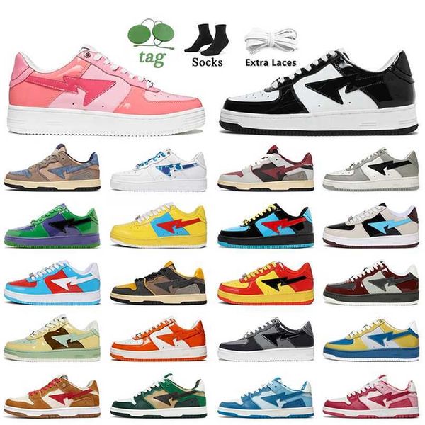 

Top Fashion Designer Casual sk8 sta Shoes Grey Black stas SK8 Color Camo Combo Pink Green ABC Camos Pastel Blue Patent Leather M2 With Socks Platform Sneakers Trainers, B33 pastel pack pink 36-40