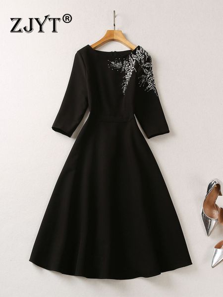 casual dresses zjyt luxury diamonds black party dress women elegant designer three quarter sleeve aline casual vestidos spring fashion 23032, Black;gray
casual dresses zjyt luxury diamonds black party dress women elegant designer three quarter sleeve aline casual vestidos spring fashion 23032, Black;gray