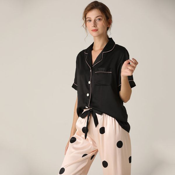 women's sleepwear lisacmvpnel spring pajamas woman silk suit short sleeve trousers loose high archives sleepwear 230328, Black;red
women's sleepwear lisacmvpnel spring pajamas woman silk suit short sleeve trousers loose high archives sleepwear 230328, Black;red