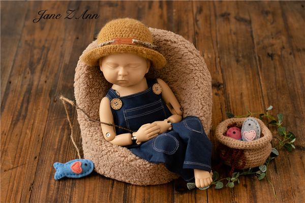 caps hats cute baby fisherman costume soft denim overalls trousers casual pants born pography props studio shooting accessories 230328, Yellow
caps hats cute baby fisherman costume soft denim overalls trousers casual pants born pography props studio shooting accessories 230328, Yellow