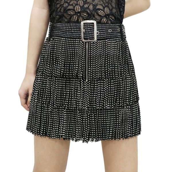 skirts heavy drilling rhinestones fringed skirt with belt womens high waist mti layer short cake, Black
skirts heavy drilling rhinestones fringed skirt with belt womens high waist mti layer short cake, Black