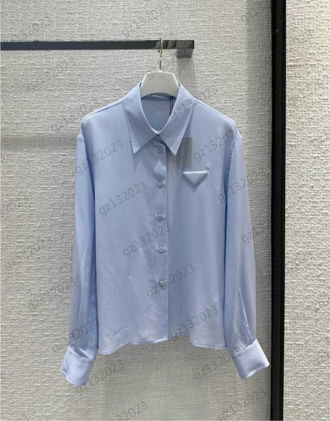 blue blouses triangle logo decorative lapel long sleeves shirts silk fabric single row button open simple joker blouses shirts for women tre, White
blue blouses triangle logo decorative lapel long sleeves shirts silk fabric single row button open simple joker blouses shirts for women tre, White