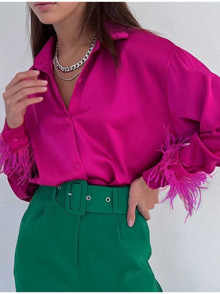 women's blouses shirts elegant shirts blouses women spring summer long sleeve spliced feathers solid ladies office lady silk satin cas, White
women's blouses shirts elegant shirts blouses women spring summer long sleeve spliced feathers solid ladies office lady silk satin cas, White