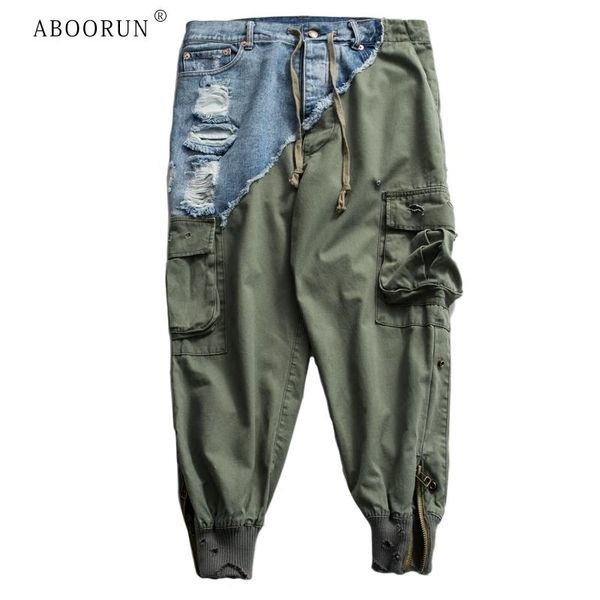 men's pants aboorun heavy ankle zipper patchwork jeans joggers army drawstring cargo pencil trousers for male 230328, Black
men's pants aboorun heavy ankle zipper patchwork jeans joggers army drawstring cargo pencil trousers for male 230328, Black