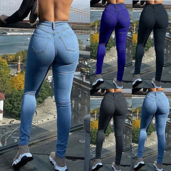 women's jeans 2023 stretch skinny denim mid waist pants blue retro washed elastic slim pencil trousers 230329 
women's jeans 2023 stretch skinny denim mid waist pants blue retro washed elastic slim pencil trousers 230329