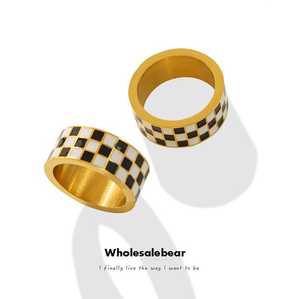 luxury titanium steel band rings women vintage geometric black and white checkerboard ring, Silver
luxury titanium steel band rings women vintage geometric black and white checkerboard ring, Silver