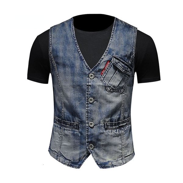 men's vests 2023 fashion trend versatile spring retro color block single breasted blue slim fit denim tank vneck jacket 230329, Black;white
men's vests 2023 fashion trend versatile spring retro color block single breasted blue slim fit denim tank vneck jacket 230329, Black;white