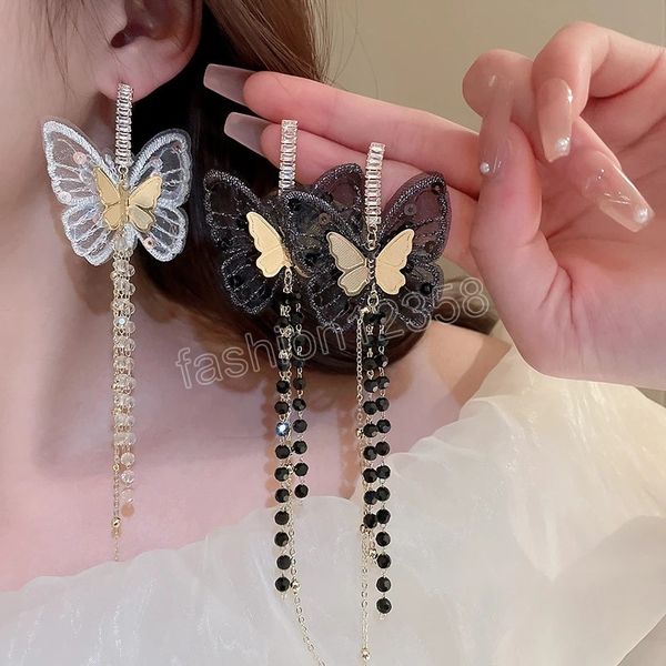 crystal butterfly tassel earrings women personalized women's fashion dangle earring female light luxury accessories, Silver
crystal butterfly tassel earrings women personalized women's fashion dangle earring female light luxury accessories, Silver