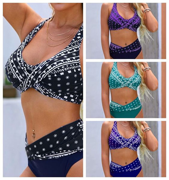 women's swimwear the new ladies' digital printing cross bikini, White;black