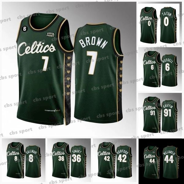 Image of 2023 Bostons 2022-23 City Basketball Jerseys Jayson 0 Tatum 7 Brown Grant Celtices 12 Robert Williams III Marcus Smart Derrick