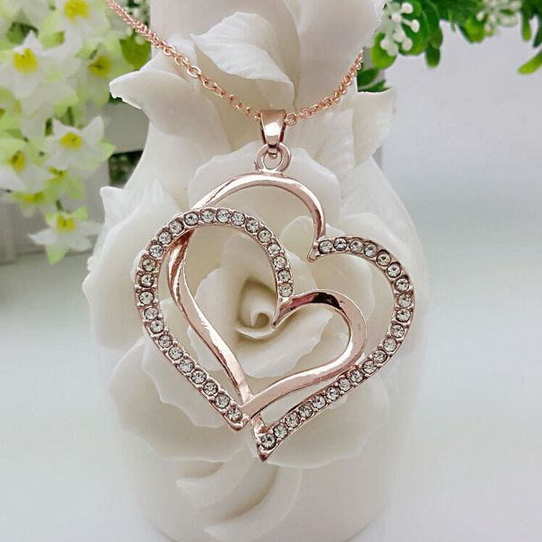 2 colour double-deck peach heart shape pendant necklace inlaid zircon rhinestone twinkle decorate adjeustable length plating white k rose go, Silver
2 colour double-deck peach heart shape pendant necklace inlaid zircon rhinestone twinkle decorate adjeustable length plating white k rose go, Silver