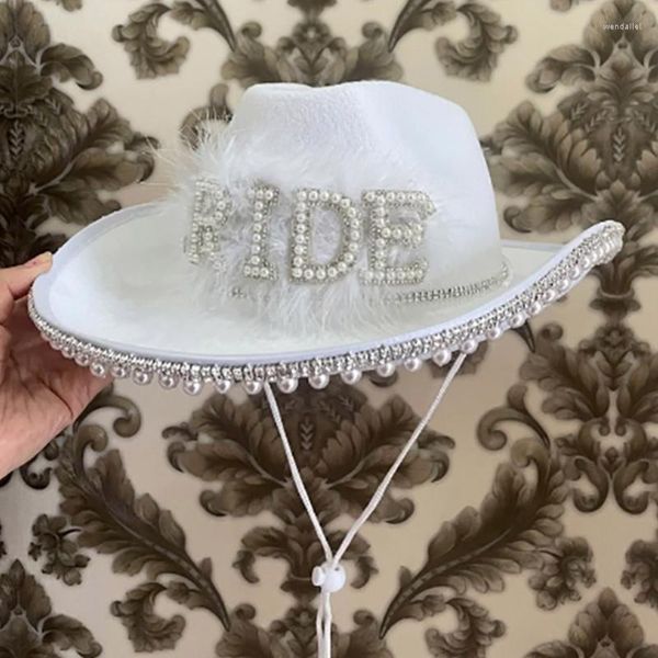berets woman pearl bride letter cowgirl hat with adjustable rope wide brim bridal western fedora for poshoots supplies, Blue;gray
berets woman pearl bride letter cowgirl hat with adjustable rope wide brim bridal western fedora for poshoots supplies, Blue;gray